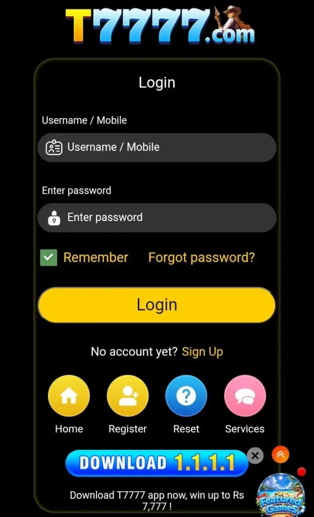 t 7777 game login