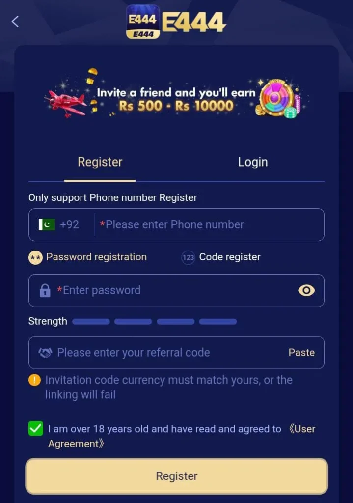 e 444 game register