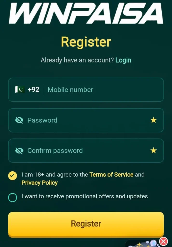 win paisa game register